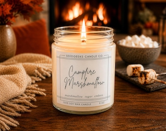 Campfire Marshmallow  Soy Wax Candle | 8 oz Fall, Cozy, Bakery, Smoke, Sugar, Bonfire, Hand-Poured