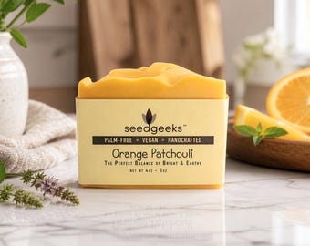 Orange Patchouli Soap | Handcrafted, Oakmoss, Cedarwood, All Natural, Vegan, Handmade, Cold Process, Palm Free