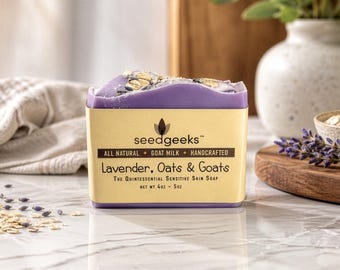 Lavender Oats & Goat Milk Soap | Handmade Natural for Sensitive Skin, Essential Oils, Oatmeal, Honey