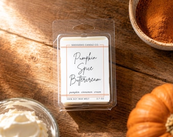 Pumpkin Spice Buttercream Soy Wax Melts | 2.7oz Cubes, Strong Scented, Sugar, Cinnamon, Cozy, Fall