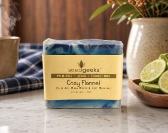 Cozy Flannel Handmade Soap – Vegan, Coconut Milk, Mahogany Woods, Bergamot & Musk, Unisex
