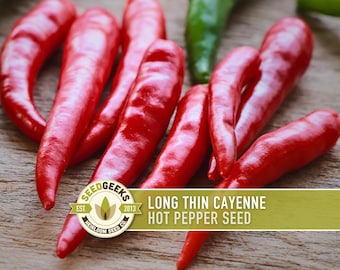 Cayenne Hot Pepper Seeds - Long Thin Red Chili, Heirloom Non-GMO