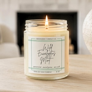 Vela de cera de soja / 237 ml Vela botánica vertida a mano, elige tu aroma, fragancias de temporada, regalo Wild Eucalyptus Mint