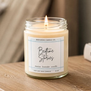 Vela de cera de soja / 237 ml Vela botánica vertida a mano, elige tu aroma, fragancias de temporada, regalo Bedtime Stories