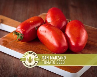 San Marzano Tomato Seeds | 25+ Seeds, Italian Heirloom Paste, Indeterminate, Canning & Sauce, Lycopersicum