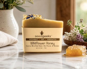 Wildflower Honey Soap - Handmade, Natural, Cold Process, Beeswax, Bee Pollen, Honey, Luxurious Floral Scent