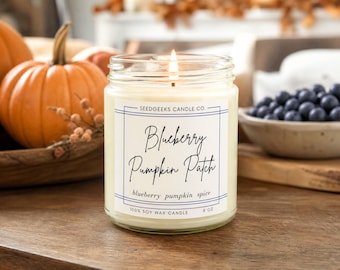 Blueberry Pumpkin Patch Soy Wax Candle | Fall, Cozy, Bakery, Berry, Brown Sugar, Autumn, Hand-Poured
