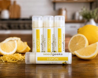 Lemon Lip Balm - Natural Chapstick, Lip Gloss, Flavored, Beeswax, Organic