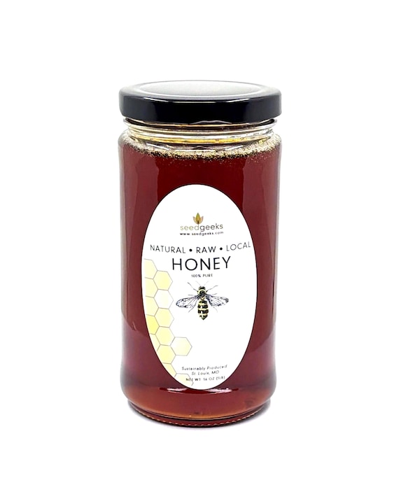 Raw Wildflower Honey, 1lb - Raw Honey in Glass Jar, Farm To Table, Natural Honey, Pure Honey, Honey Bee, Fall Harvest