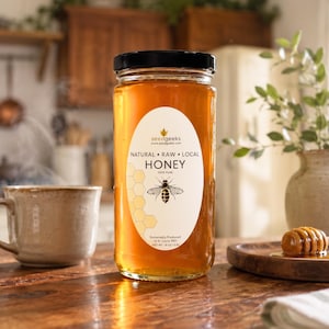 Raw Wildflower Honey | 1 lb Glass, Unheated, Untreated, Farm to Table, Keto Friendly, Gourmet Honey image 1