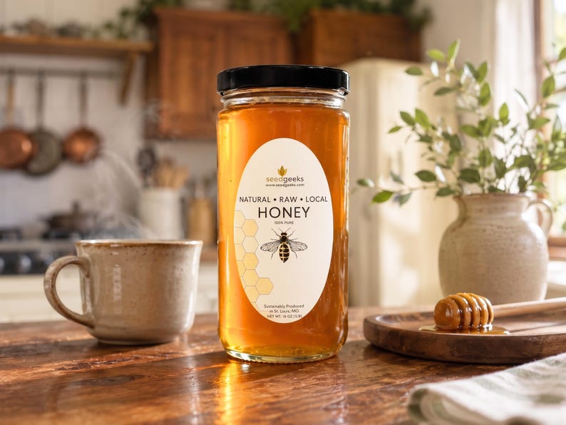 Raw Wildflower Honey | 1 lb Glass, Unheated, Untreated, Farm to Table, Keto Friendly, Gourmet Honey image 1