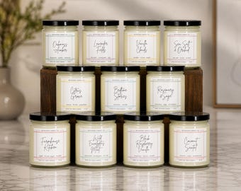 Bougie à la cire de soja | Bougie botanique coulée à la main de 8 oz, choisissez votre parfum, parfums de saison, cadeau