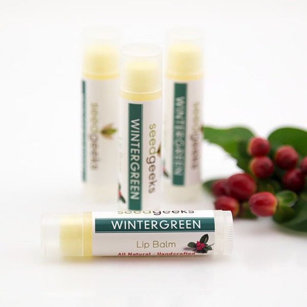 Wintergreen Mint Lip Balm - Natural Lip Balm, Chapstick, Lip Gloss, Flavored Lip Balm, Beeswax Lip Balm, Organic Lip Balm