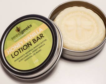 Honey Vanilla Lotion Bar - Solid Lotion Bar, Body Butter Bar, with Mango Butter, Beeswax, & Sunflower Oil