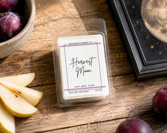 Harvest Moon Soy Wax Melts | 2.7oz Cubes, Strong Scented, Orchard Plum, Fall, Halloween