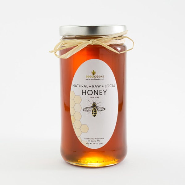 Raw Wildflower Honey, 1lb - Raw Honey in Glass Jar, Farm To Table, Natural Honey, Pure Honey, Honey Bee, Fall Harvest