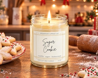 Sugar Cookie Soy Candle | 4 or 8 oz, Vanilla Bakery, Cozy Holiday Scent
