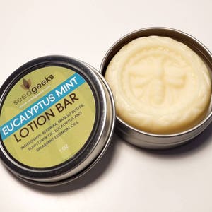 Eucalyptus Mint Lotion Bar Solid Lotion Bar, Body Butter Bar, with Mango Butter, Beeswax, & Sunflower Oil image 1