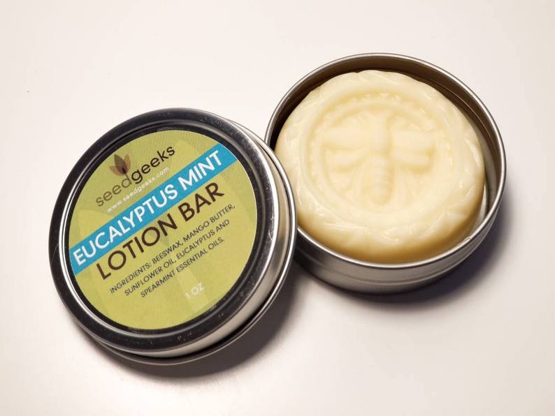 Eucalyptus Mint Lotion Bar Solid Lotion Bar, Body Butter Bar, with Mango Butter, Beeswax, & Sunflower Oil image 1