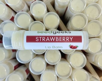 Strawberry  Lip Balm - Natural Lip Balm, Chapstick, Lip Gloss, Flavored Lip Balm, Beeswax Lip Balm, Organic Lip Balm