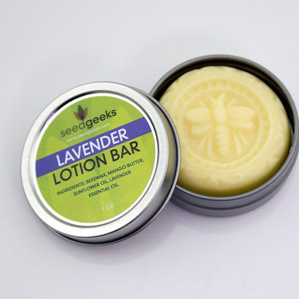 Lavender Lotion Bar - Solid Lotion Bar, Body Butter Bar, with Mango Butter, Beeswax, & Sunflower Oil