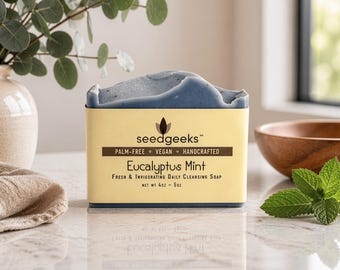 Eucalyptus Mint Soap | Vegan Essential Oil Handmade Soap with Shea & Cocoa Butters, Refreshing Spa-Style