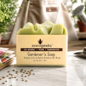Gardener's Scrub Soap | Handcrafted, Exfoliating Luffa, Pumice, Organic Coffee, Vegan, All Natural, Cold Process
