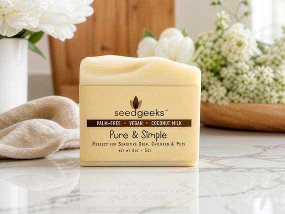 Pure & Simple Unscented Soap - Handmade, All Natural, Coconut Milk, Shea Butter, Vegan, Cold Process
