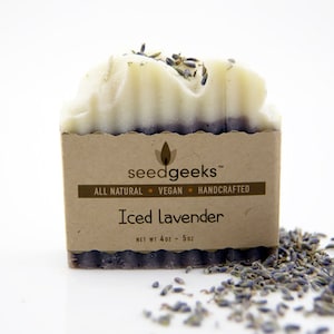 Iced Lavender Soap - Handmade Soap, Natural Soap, Vegan Soap, Cold Process Soap, Luxurious Shea Bar with Lavender & Fir Needle Essential Oil