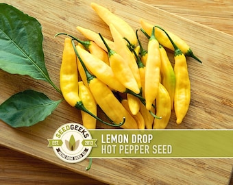 Lemon Drop Hot Pepper Seeds | 25+ Seeds, Heirloom, Zesty Flavor, Yellow Chili | Capsicum Baccatum
