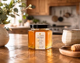 Miel cruda de flores silvestres / Frasco de 170 g, sin calentar, sin tratar, de la granja a la mesa, apta para dieta cetogénica, miel gourmet.