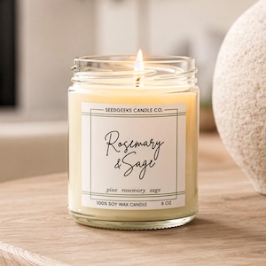 Vela de cera de soja / 237 ml Vela botánica vertida a mano, elige tu aroma, fragancias de temporada, regalo Rosemary & Sage