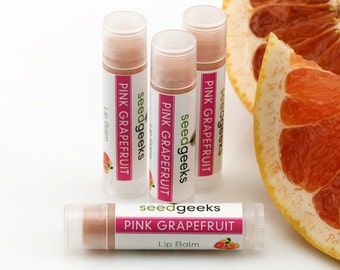 Pink Grapefruit Lip Balm - Natural Lip Balm, Chapstick, Lip Gloss, Flavored Lip Balm, Beeswax Lip Balm, Organic Lip Balm