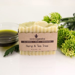 Hemp & Tea Tree Soap - Shampoo Bar, Vegan Soap, Handmade Soap, Homemade Soap, Natural Soap, Cold Process Soap, Perfect for Hair or Body
