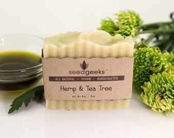 Hemp & Tea Tree Soap - Shampoo Bar, Vegan Soap, Handmade Soap, Homemade Soap, Natural Soap, Cold Process Soap, Perfect for Hair or Body