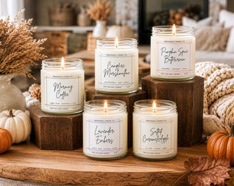 Fall Soy Wax Candle | Choose Your Scent, Hand-Poured, Cozy Autumn Pumpkin, Coffee, Vanilla, Apple