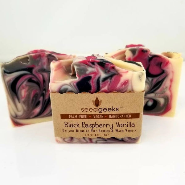 Black Raspberry Vanilla Soap - Vegan Soap, Homemade Soap, Handmade Soap, Natural Soap, Fruity Soap, Palm Free Soap, Cold Process Soap