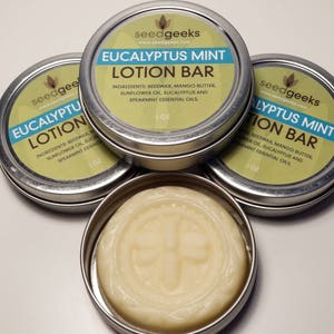 Eucalyptus Mint Lotion Bar Solid Lotion Bar, Body Butter Bar, with Mango Butter, Beeswax, & Sunflower Oil image 2