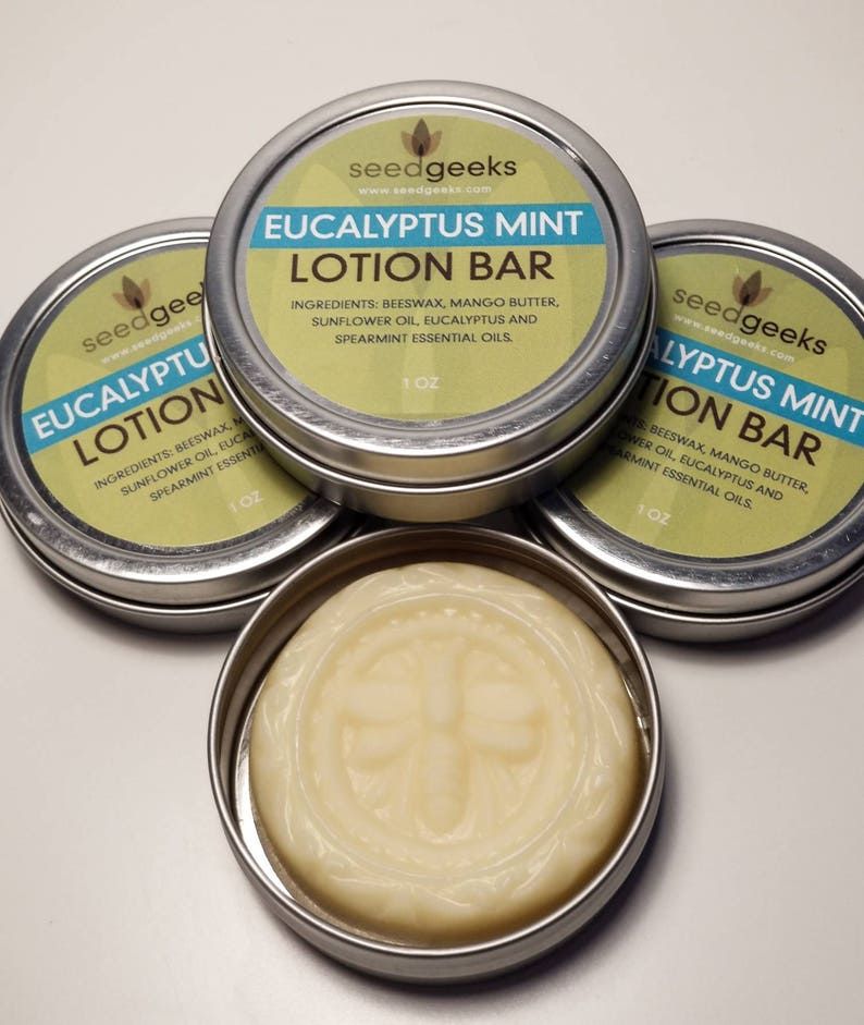 Eucalyptus Mint Lotion Bar Solid Lotion Bar, Body Butter Bar, with Mango Butter, Beeswax, & Sunflower Oil image 2