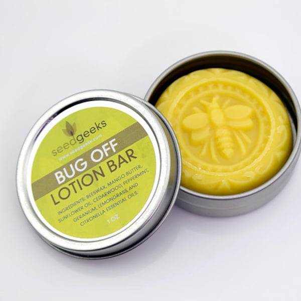 Bug Off Lotion Bar - Natural Insect Repellent, Solid Lotion Bar, Body Butter Bar, with Mango Butter, Beeswax, & Sunflower Oil