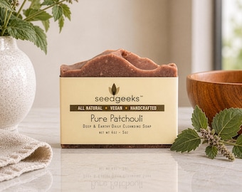 Pure Patchouli Soap – Deep Earthy Essential Oil Bar, Vegan, Handcrafted, Unisex, Shea, Natural