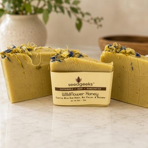Wildflower Honey Soap - Handmade, Natural, Cold Process, Beeswax, Bee Pollen, Honey, Luxurious Floral Scent image 3