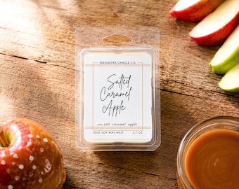 Salted Caramel Apple Soy Wax Melts | 2.7oz Cubes, Strong Scented, Fall, Cozy, Autumn, Orchard