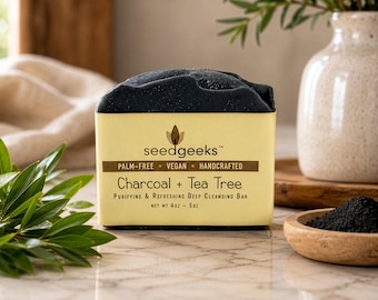 Charcoal & Tea Tree Soap | Face and Body, Vegan, Activated Charcoal, Shea Butter, Spa, Handmade