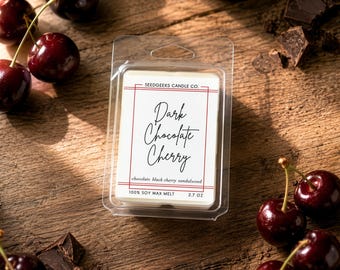 Dark Chocolate Cherry Soy Wax Melts | 2.7oz Cubes, Strong Scented, Fall, Fruity, Halloween, Cocoa