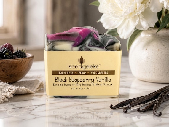 Black Raspberry Vanilla Soap | Handmade, Cold Process, Palm-Free, All Natural, Vegan, Fruity Summer Scent