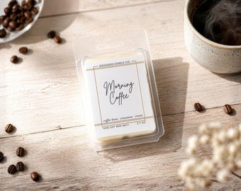 Morning Coffee Soy Wax Melts | 2.7oz Cubes, Strong Scented, Fall, Cozy, Vanilla Cream, Cafe