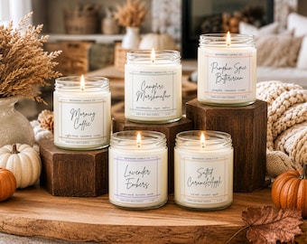 Fall Soy Wax Candle | Choose Your Scent, Hand-Poured, Cozy Autumn Pumpkin, Coffee, Vanilla, Apple