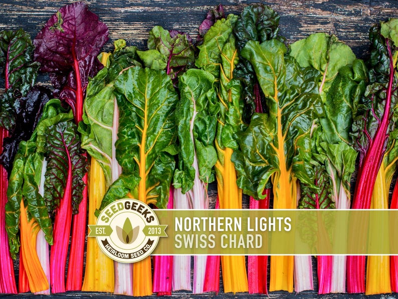 a variety of colorful Swiss chard vegetables arranged on a wooden surface.