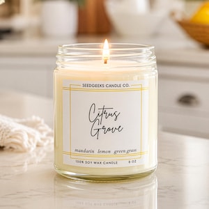 Vela de cera de soja / 237 ml Vela botánica vertida a mano, elige tu aroma, fragancias de temporada, regalo Citrus Grove